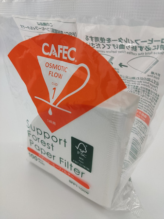 CAFEC Filtr papierowy stożkowy, certyfikat SFP, biały, cup1, 100 szt.