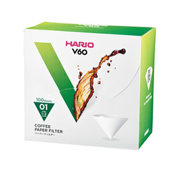 Hario Filtry papierowe do kawy białe - V60-01 - 100 Sztuk