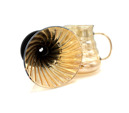 Zaparzacz do kawy 600ml szklany bursztynowy switch dripper + serwer - zestaw