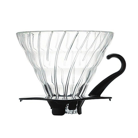 Szklany Drip Hario V60-02 - Czarny z rączką zaparzacz do kawy