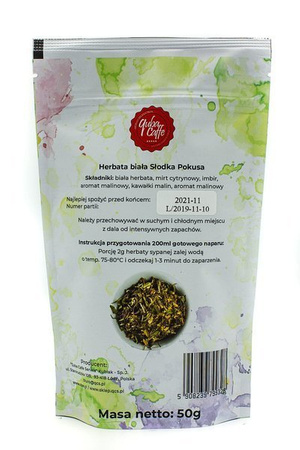 Herbata liściasta biała z dodatkami Słodka Pokusa 50g Quba Caffe