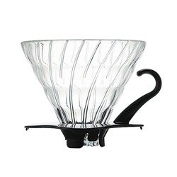 Szklany Drip Hario V60-02 - Czarny z rączką zaparzacz do kawy