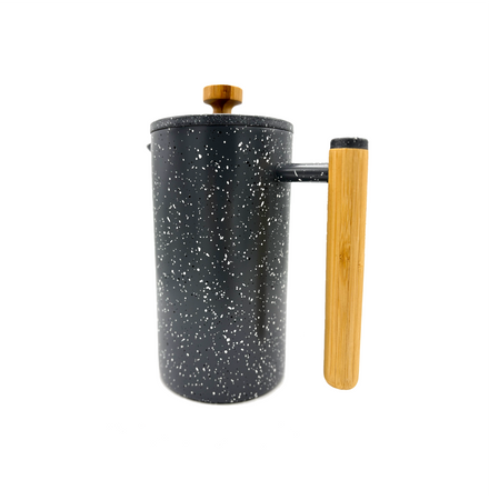 French Press 1000 ml szary z drewnianą rączka