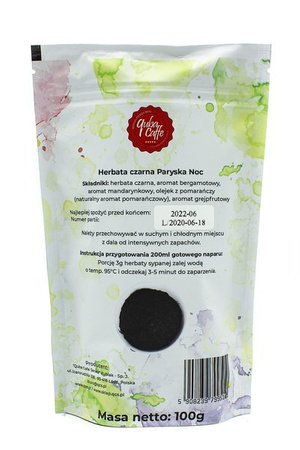 Herbata liściasta czarna z dodatkami Paryska noc 100g Quba Caffe