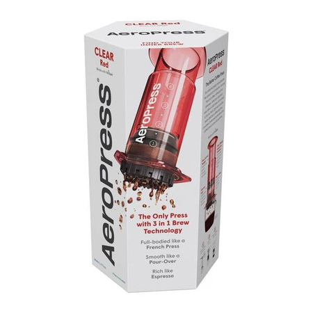 AeroPress Clear Red - Zaparzacz do kawy czerwony 250ml