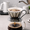 Cafec Flower Oval Dripper 102 Clear Black cup 3-5