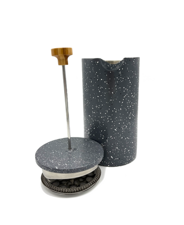 French Press 1000 ml szary z drewnianą rączka