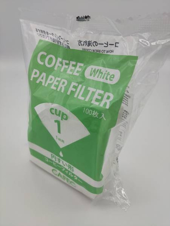 CAFEC Filtry papierowe do kawy tradycyjne białe cup1 100 sztuk