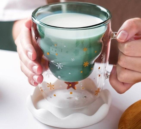 Szklanka z podwójną ścianką choinka 300ml