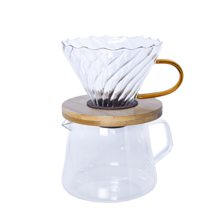 Zaparzacz do kawy 400ml szklany z dripem - zestaw