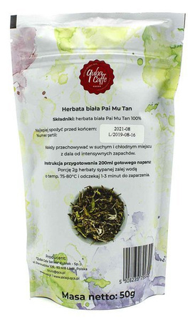 Herbata liściasta biała Pai Mu Tan 50g Quba Caffe