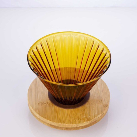 Drip szklany do kawy z drewanianą podstawą