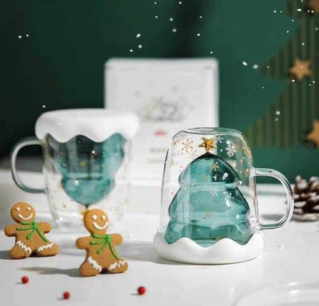 Szklanka z podwójną ścianką choinka 300ml