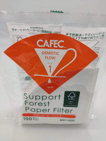 CAFEC Filtr papierowy stożkowy, certyfikat SFP, biały, cup1, 100 szt.