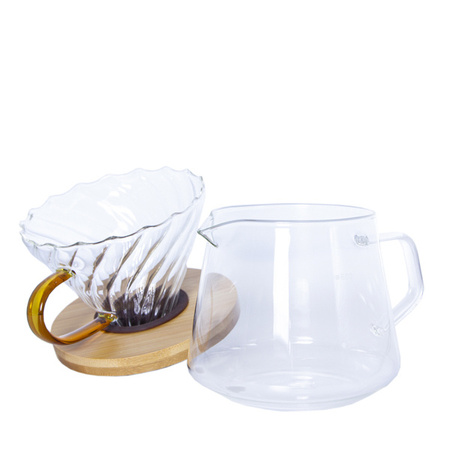 Zaparzacz do kawy 400ml szklany z dripem - zestaw
