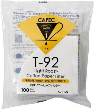 Filtr papierowy do kawy CAFEC LIGHT TH-1 / T-92 cup1 100szt.